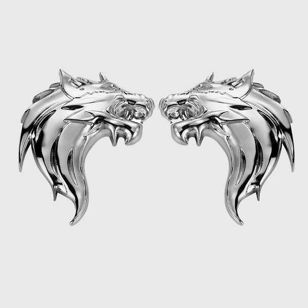 Wolf 3D Car Badge Sticker (Set of 2)-ملصق شارة سيارة وولف ثلاثي الأبعاد (مجموعة من قطعتين)-Auto-Emporio-Kuwait.0