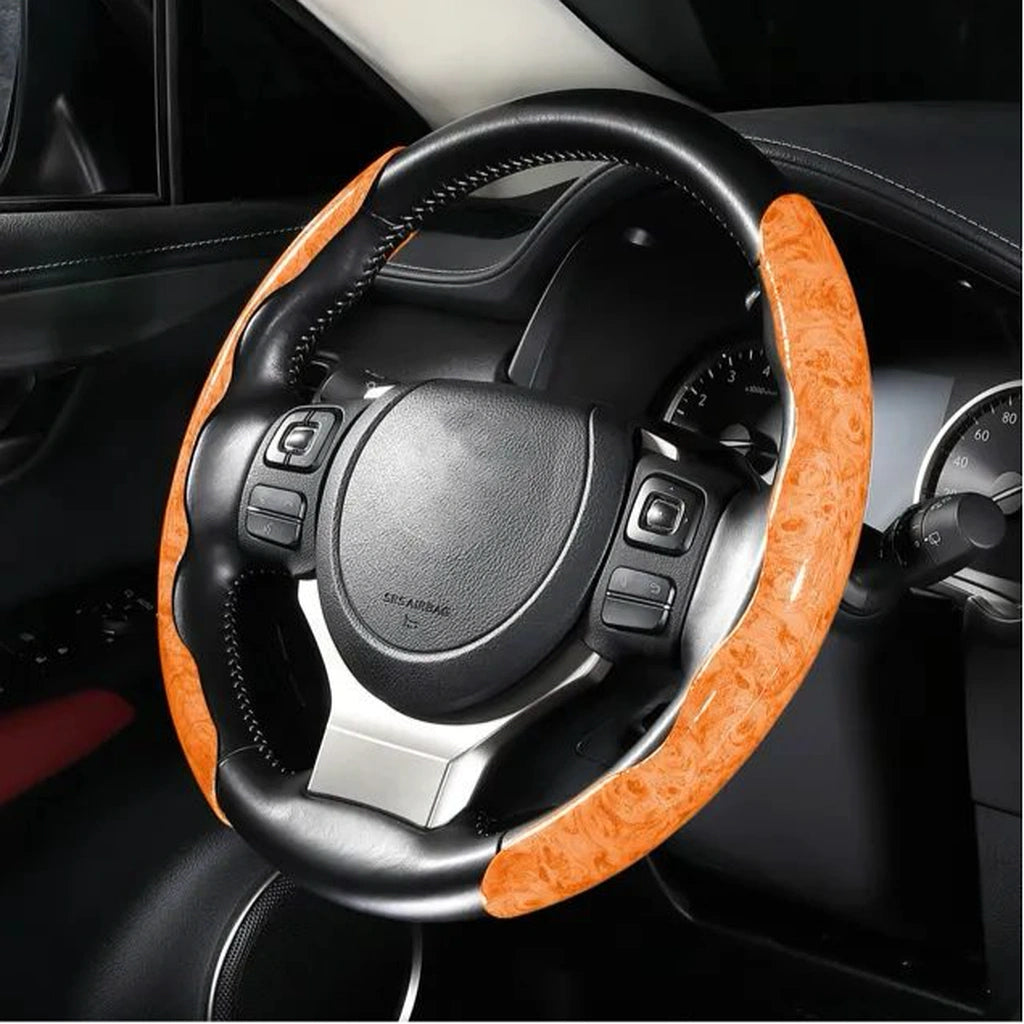 Wooden Grip Steering Wheel Covers-أغطية عجلة القيادة بمقبض خشبي-Auto-Emporio-Kuwait.0