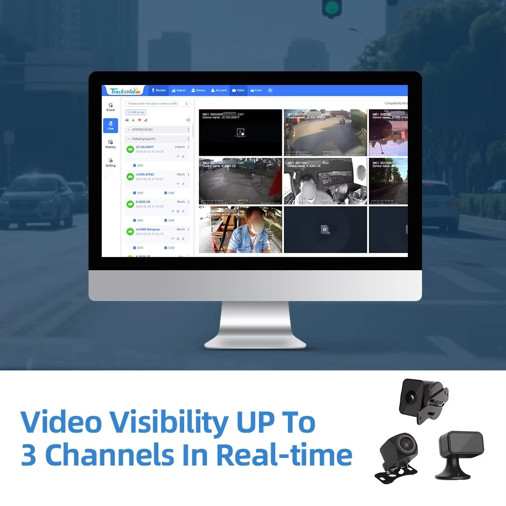 JIMIIOT JC371 4G 3CH AI Dash Cam Live Video (10Year Subscription Free)