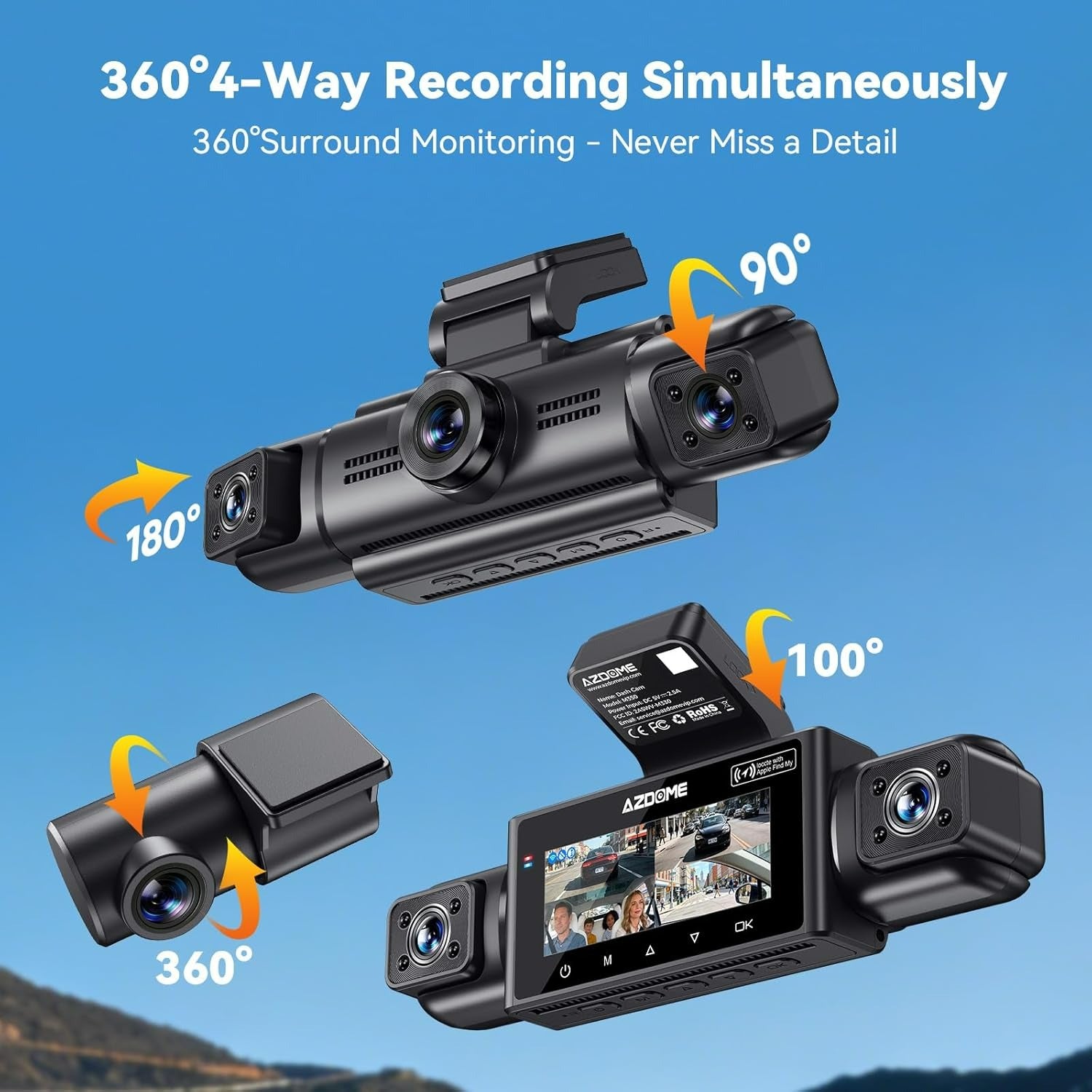 AZDOME M350 4CH Dash Cam with 5G WiFi 2