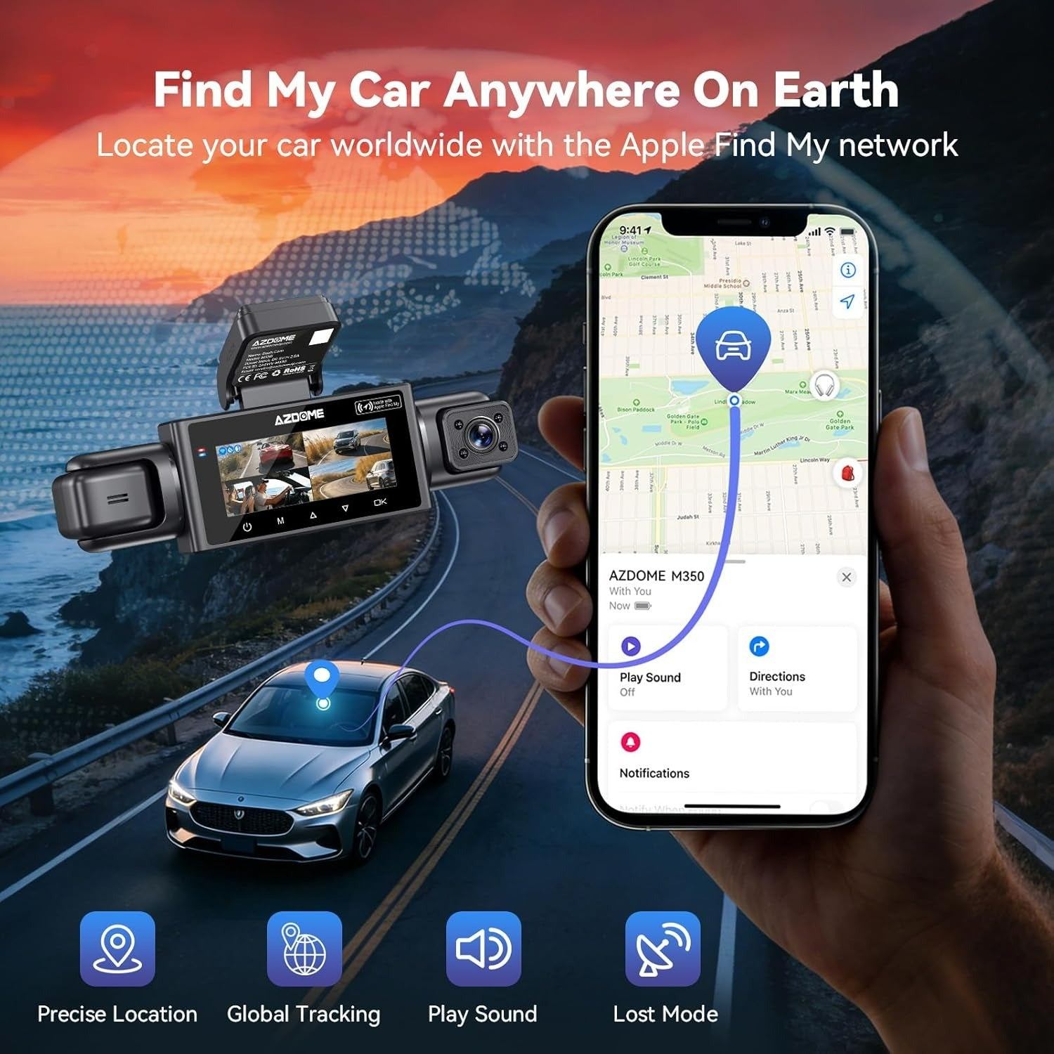 AZDOME M350 4CH Dash Cam with 5G WiFi 3