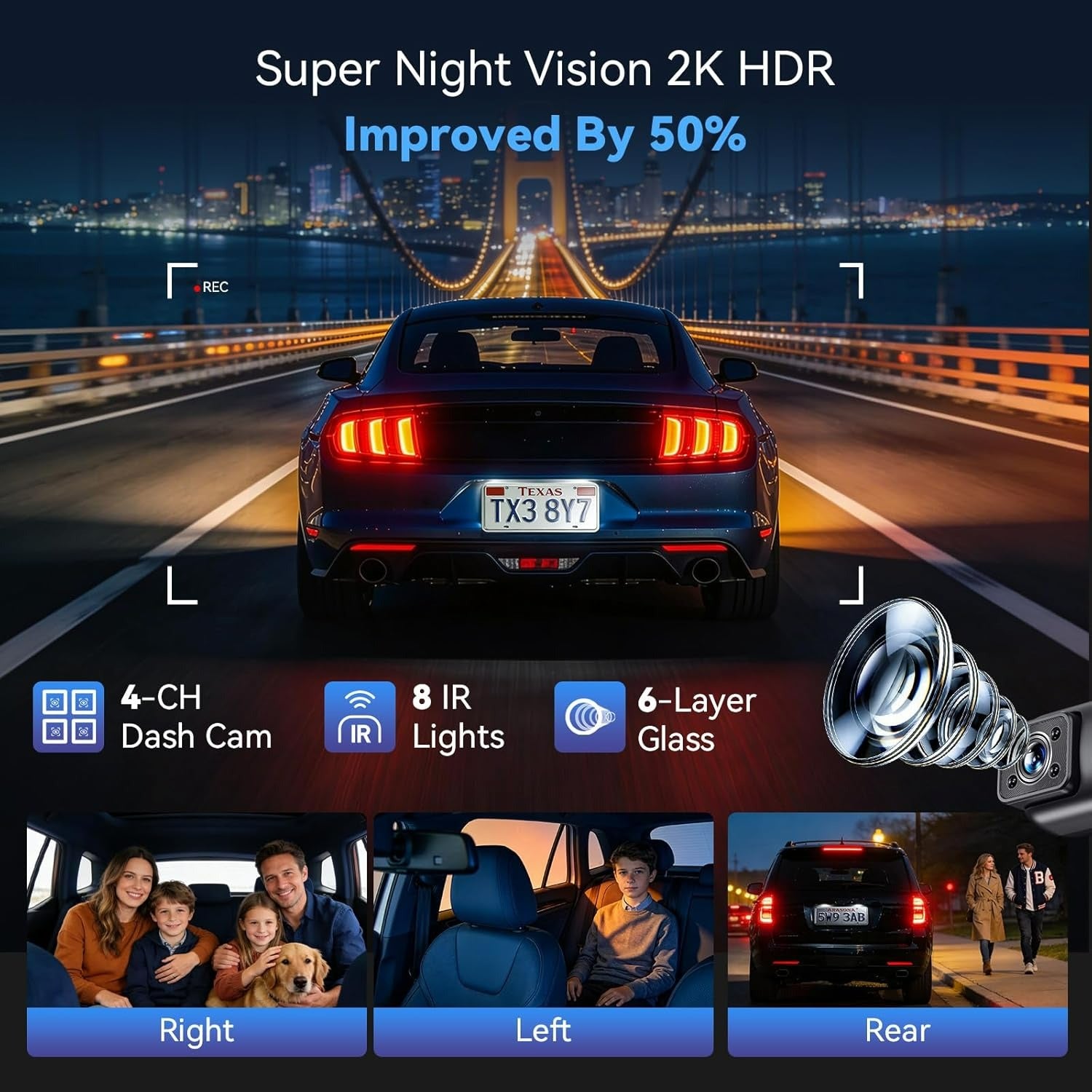 AZDOME M350 4CH Dash Cam with 5G WiFi 7