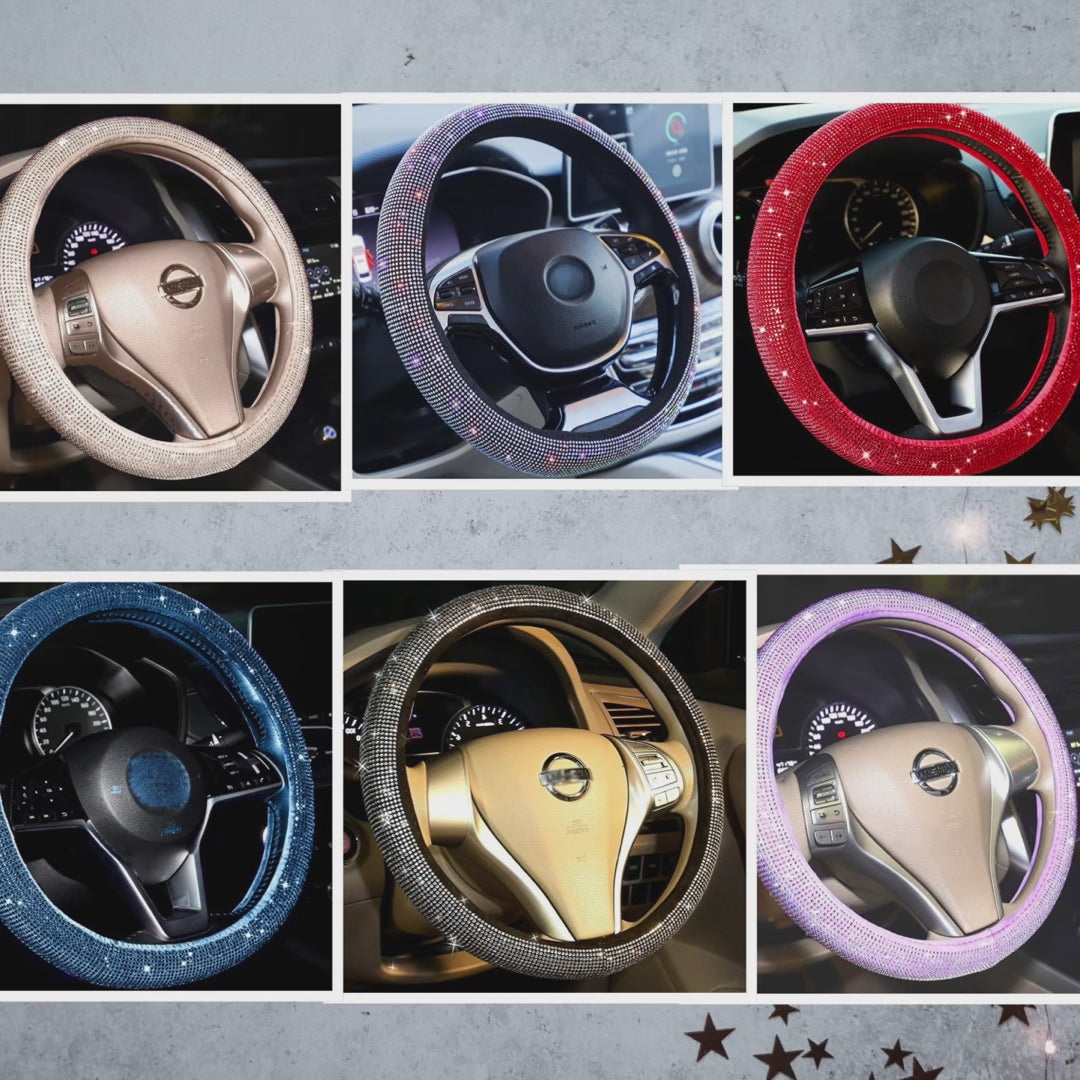 غطاء عجلة القيادة مرصع بأحجار الراين الكريستالية 11