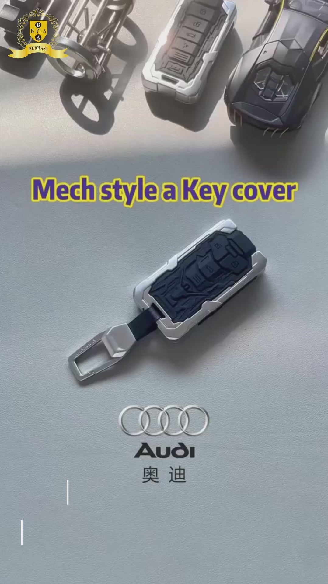 غطاء مفتاح التحكم عن بعد من سبائك الزنك لسيارة أودي مع سلسلتي مفاتيح 11