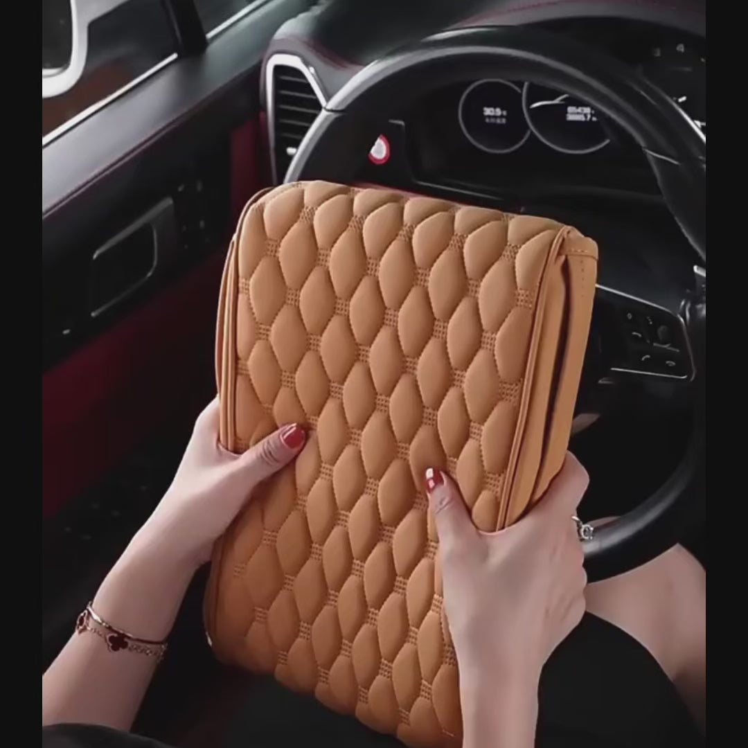 وسادة مسند ذراع من جلد البولي يوريثان مع جيبين للتخزين