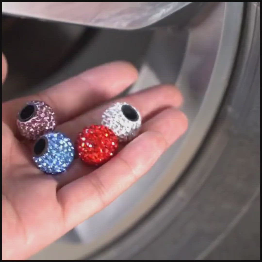 أغطية صمامات الإطارات الكريستالية (4 قطع) 