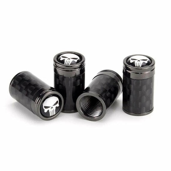 Carbon Fiber Punisher Tire Valve Caps (4 pcs)