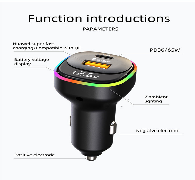 K1 USB Car Charger 3.0 Type C Fast Charging
