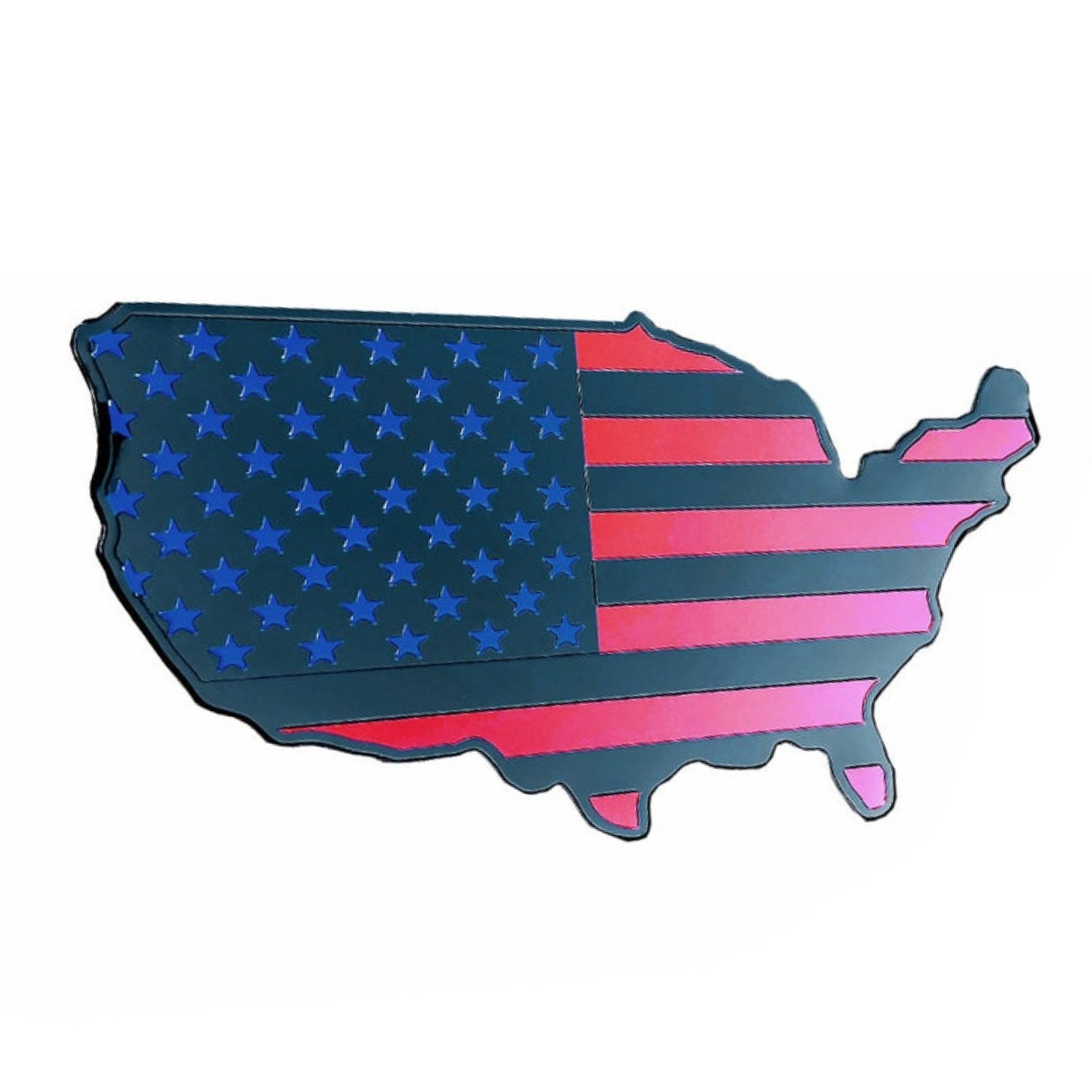 Metal USA Map Flag Badge Sticker