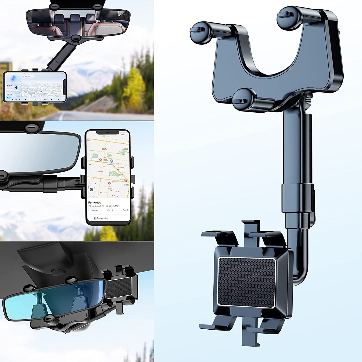 Rearview Mirror Clamp Mobile Holder