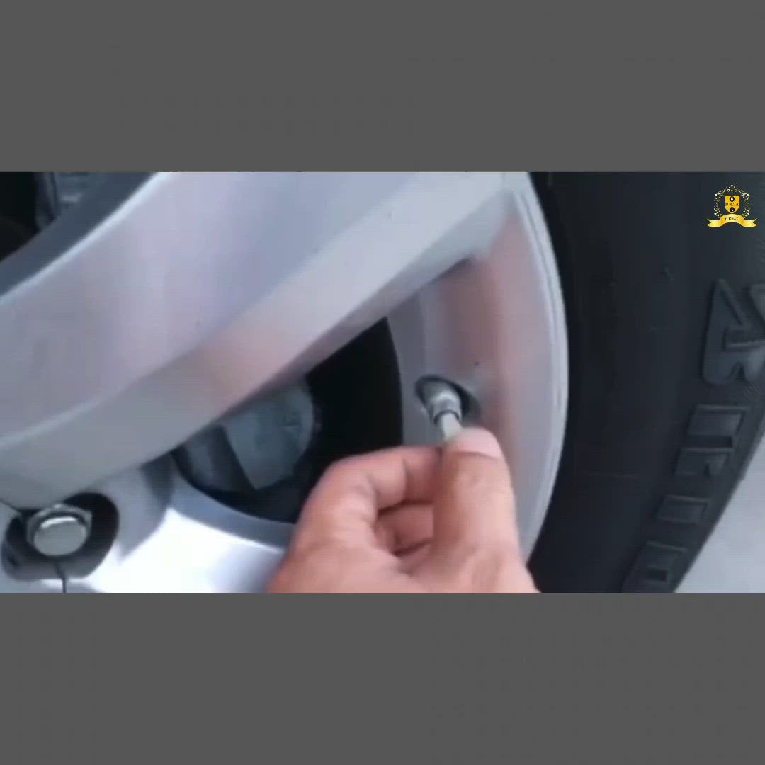 أغطية صمام الإطارات من الكروم بشعار (4 قطع)  4